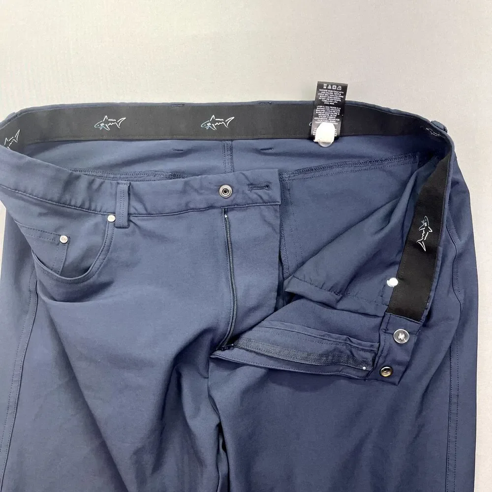 Greg Norman Pants‎ Mens Size 39x29 Blue Jordan Trouser Mid Rise Golf Shark Navy